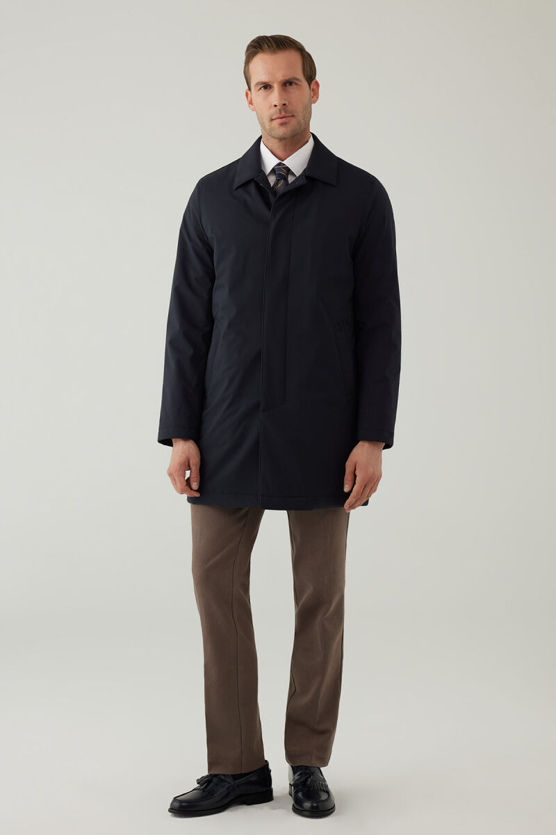 Erkek Lacivert Regular Fit Pardesü - 4