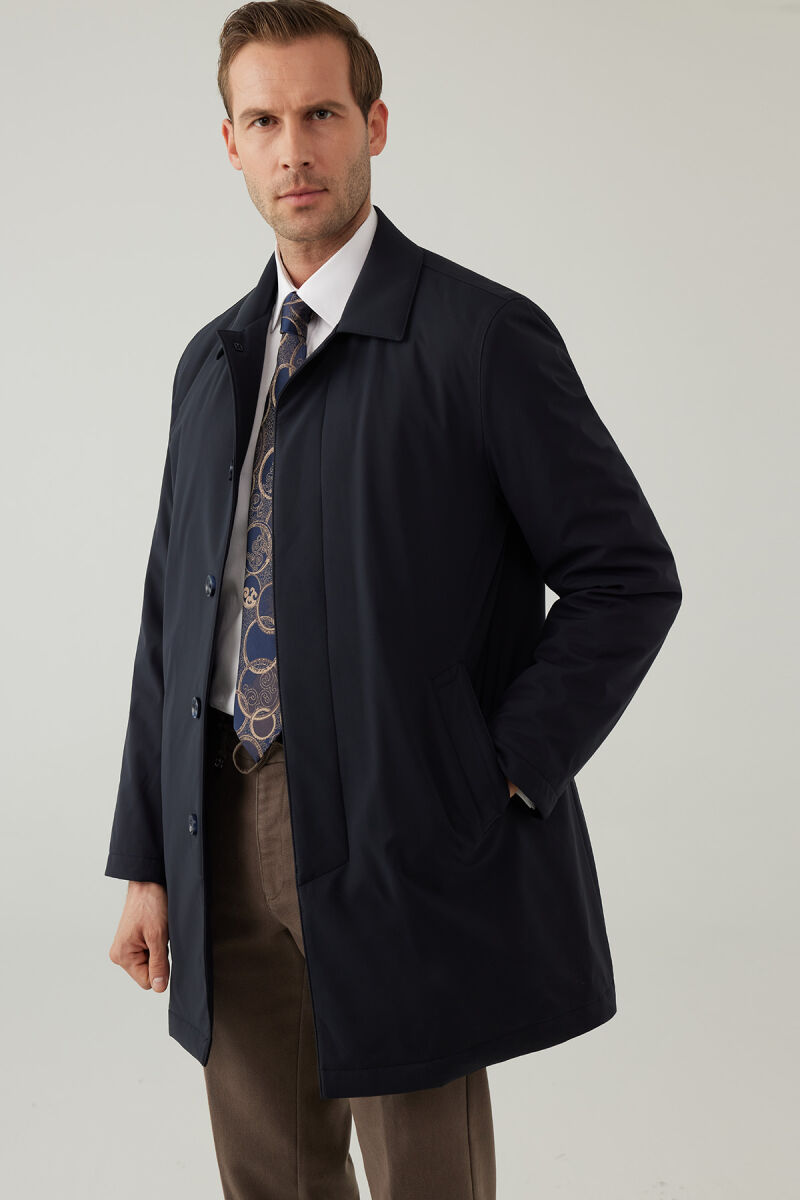 Erkek Lacivert Regular Fit Pardesü - 6