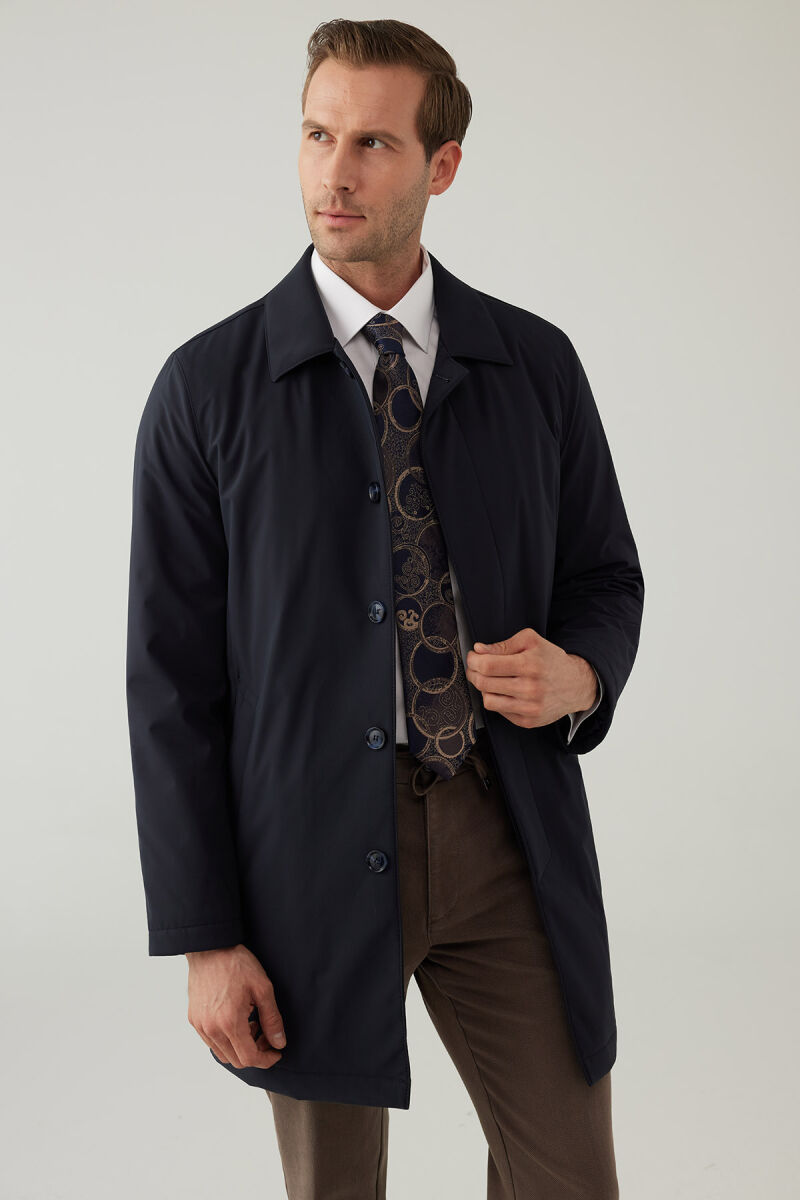 Erkek Lacivert Regular Fit Pardesü - 7