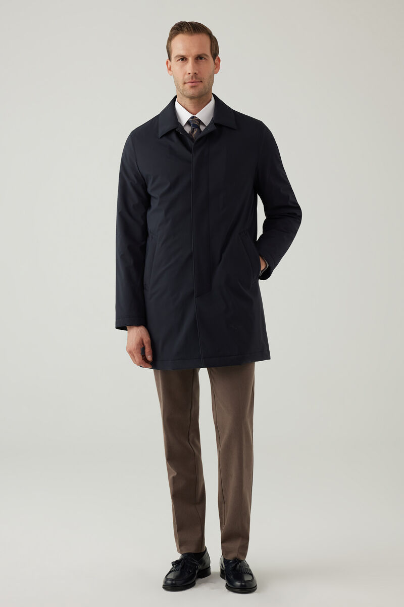 Erkek Lacivert Regular Fit Pardesü - 8