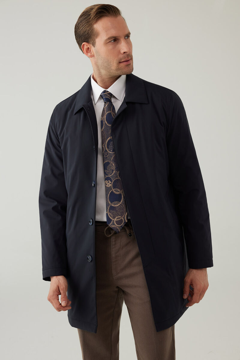 Erkek Lacivert Regular Fit Pardesü - 9