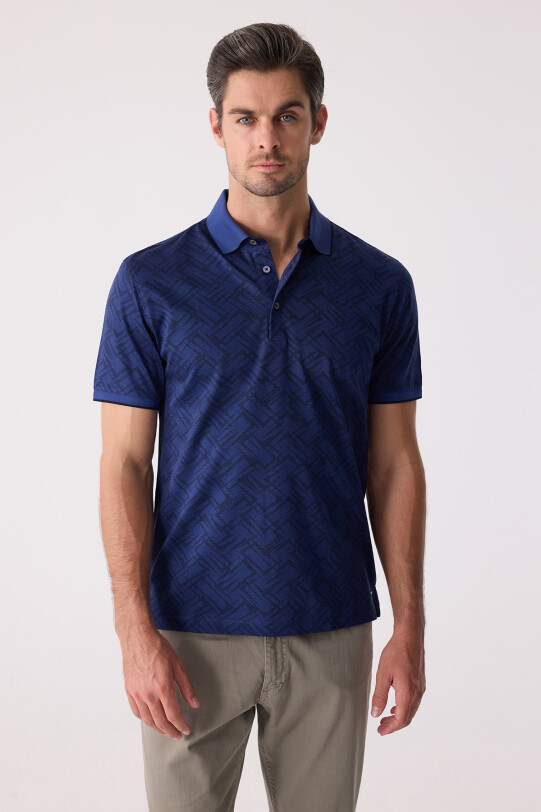 Erkek Lacivert Regular Fit Polo Yaka Merserize Tişört