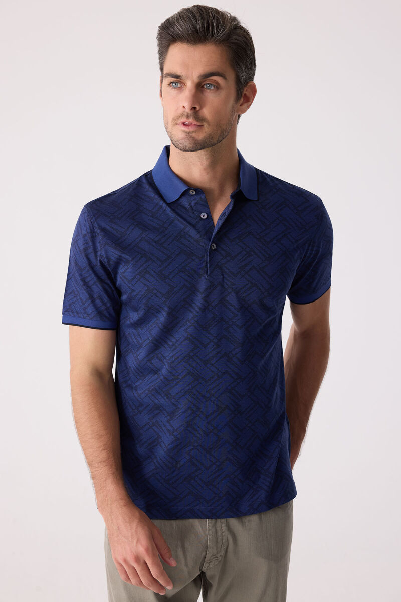 Erkek Lacivert Regular Fit Polo Yaka Merserize Tişört - 2