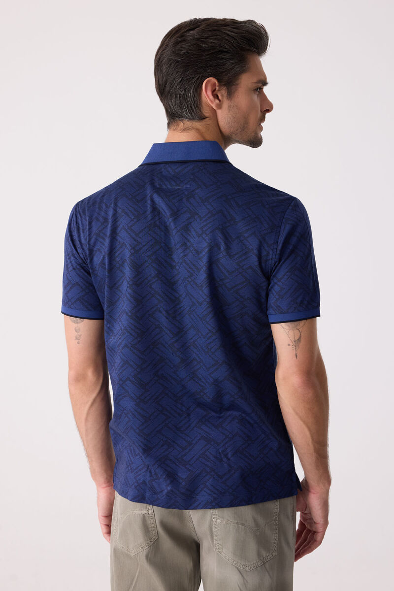 Erkek Lacivert Regular Fit Polo Yaka Merserize Tişört - 8