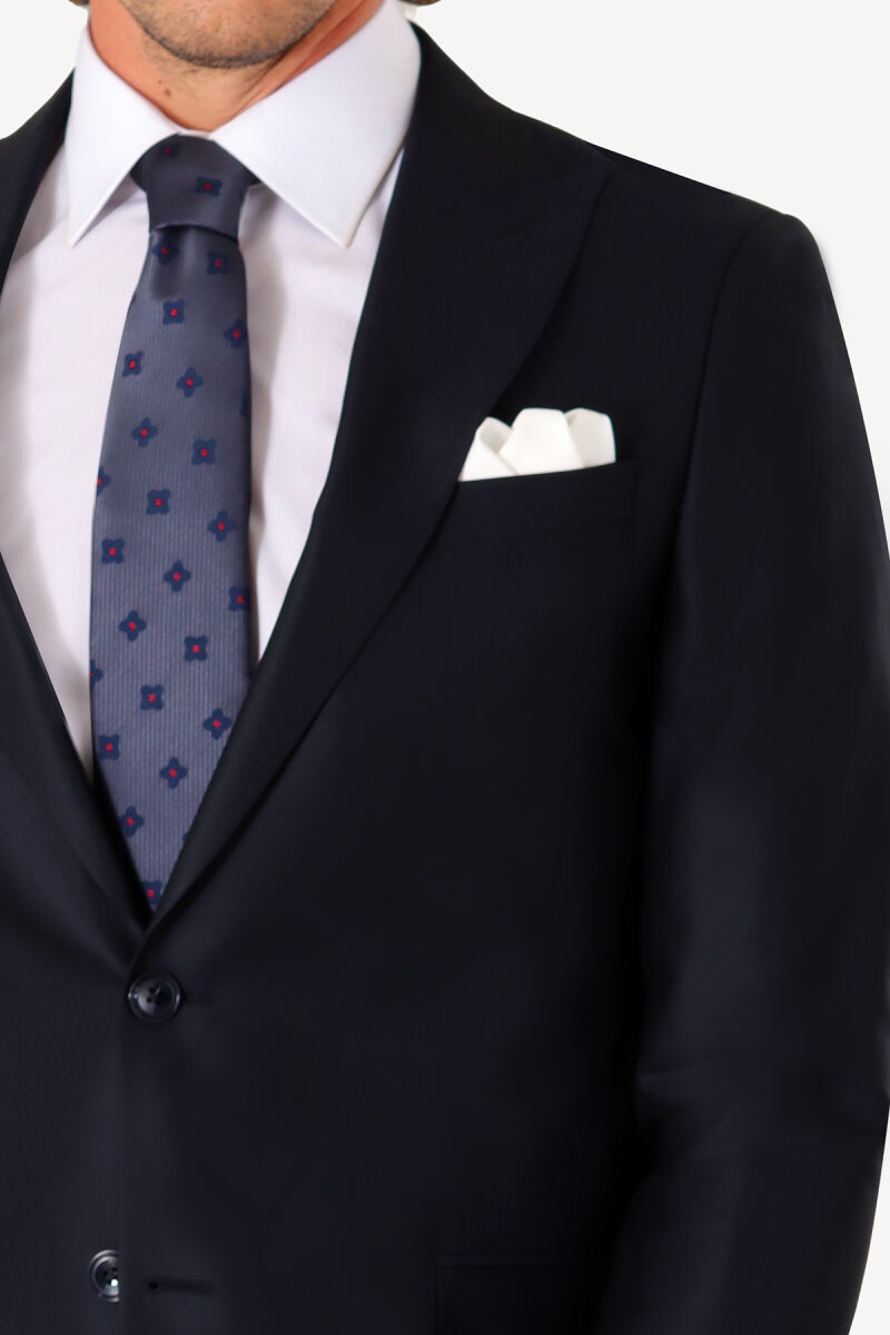 Erkek Lacivert Regular Fit Sivri Yaka Takım Elbise - 3