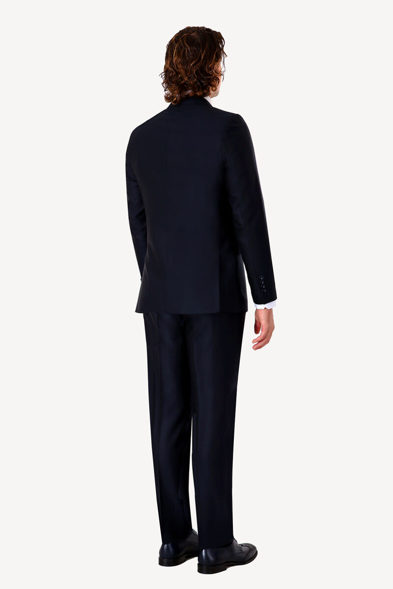 Erkek Lacivert Regular Fit Sivri Yaka Takım Elbise - 4