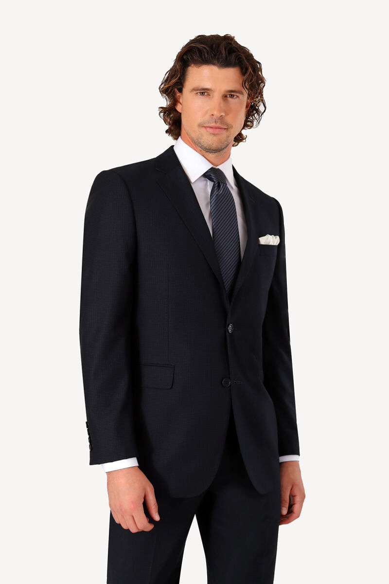Erkek Lacivert Regular Fit Takım Elbise - 3