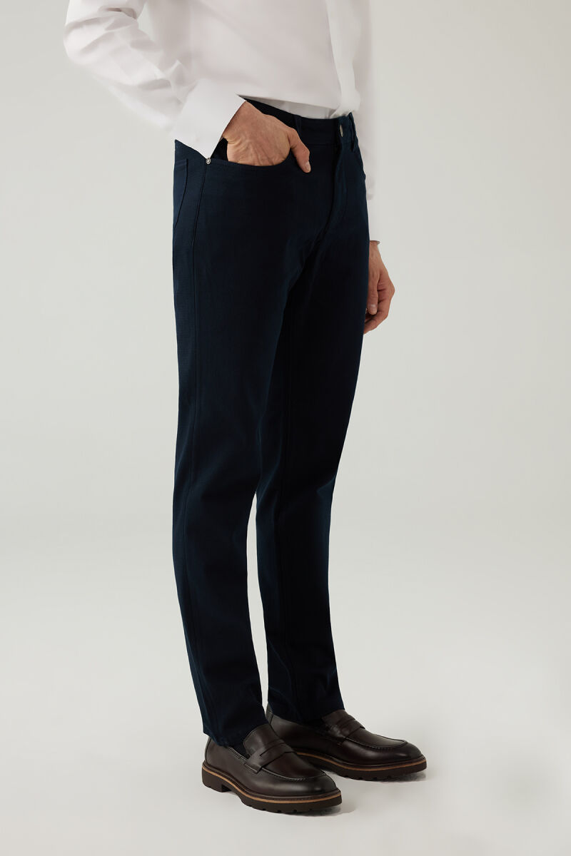 Erkek Lacivert Regular Fit Üst Cep Kanvas Pantolon - 2