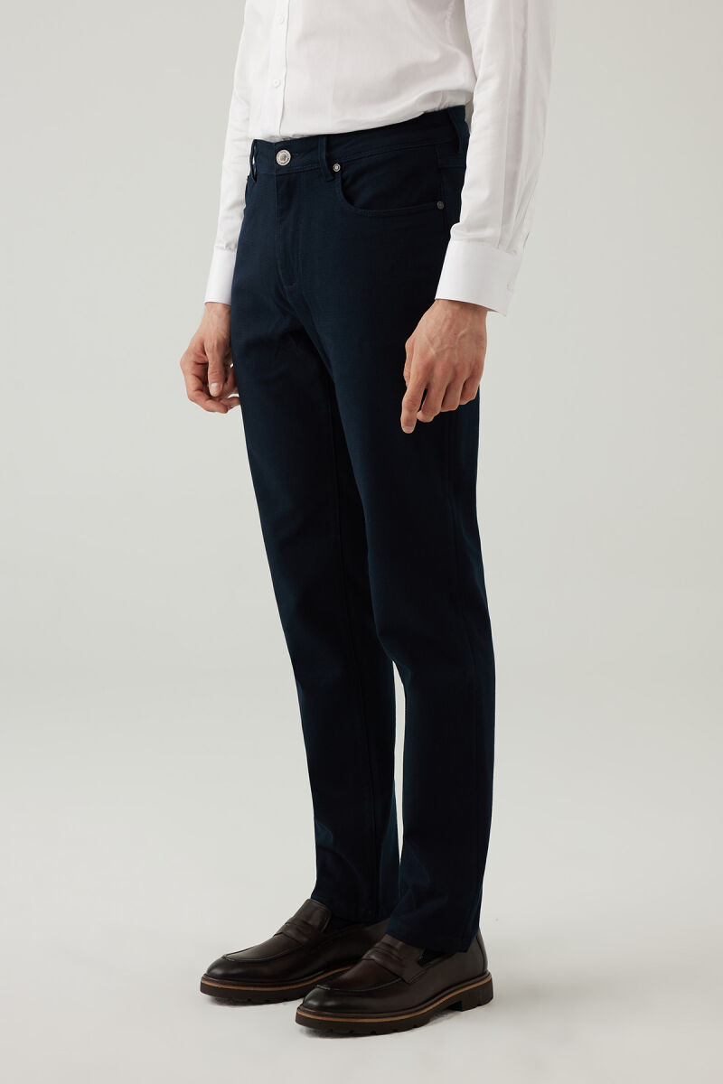 Erkek Lacivert Regular Fit Üst Cep Kanvas Pantolon - 3