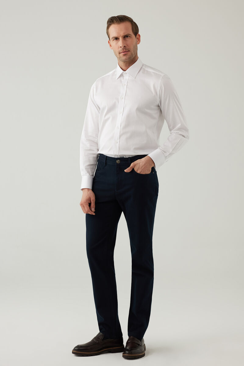 Erkek Lacivert Regular Fit Üst Cep Kanvas Pantolon - 4