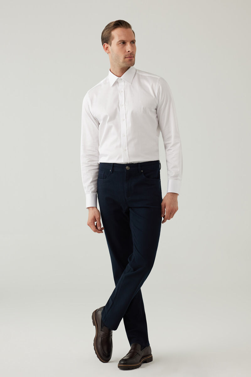 Erkek Lacivert Regular Fit Üst Cep Kanvas Pantolon - 5