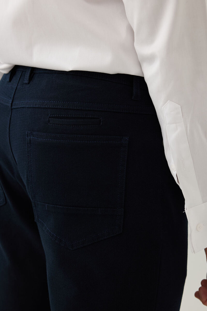 Erkek Lacivert Regular Fit Üst Cep Kanvas Pantolon - 8