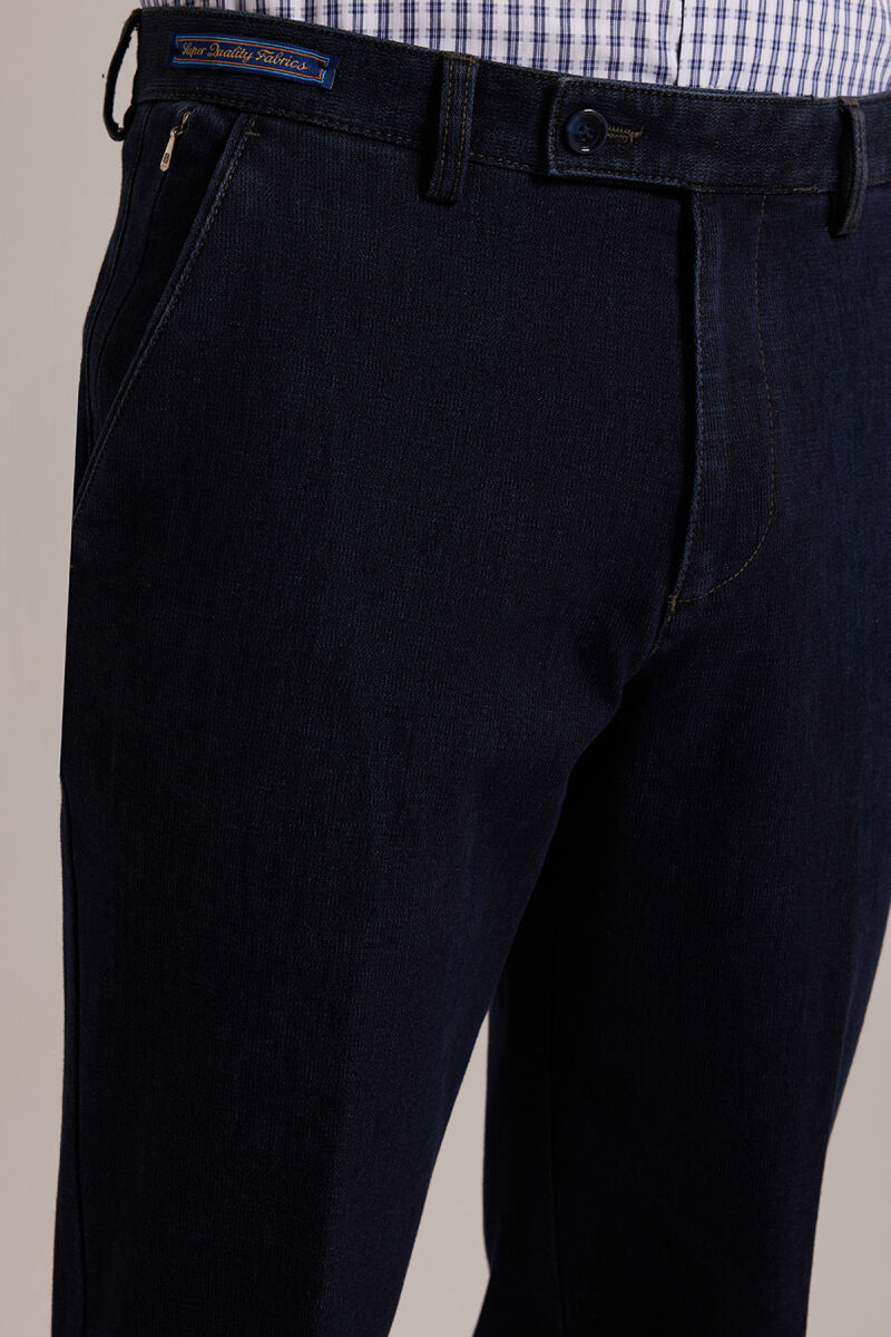 Erkek Lacivert Regular Fit Yan Cep Kanvas Pantolon - 4