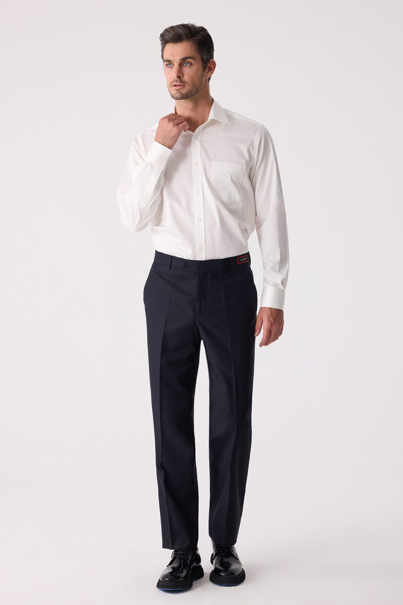 Erkek Lacivert Regular Fit Yan Cep Kumaş Pantolon - 4