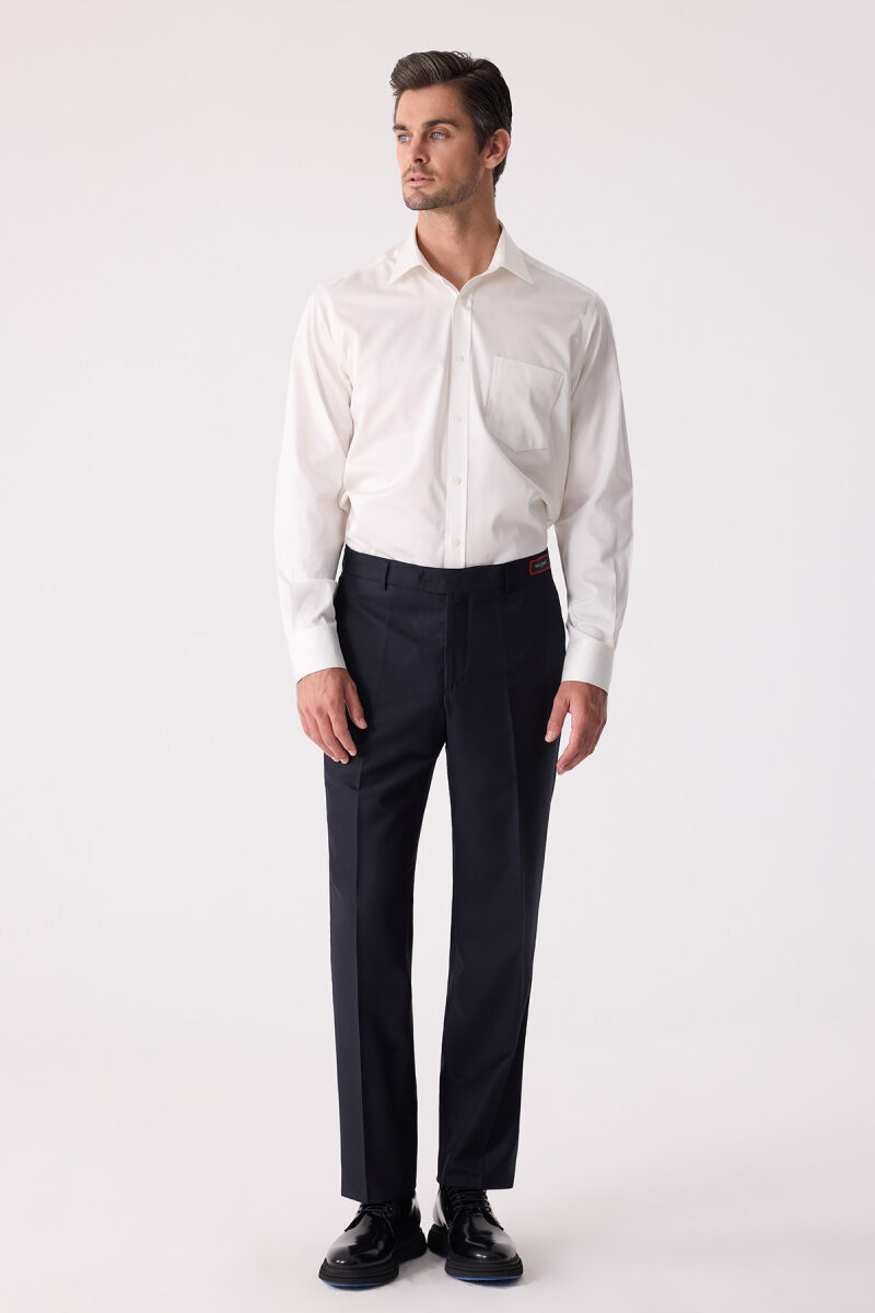 Erkek Lacivert Regular Fit Yan Cep Kumaş Pantolon - 5