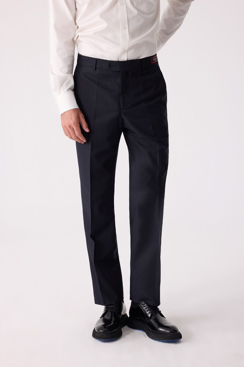 Erkek Lacivert Regular Fit Yan Cep Kumaş Pantolon - 6