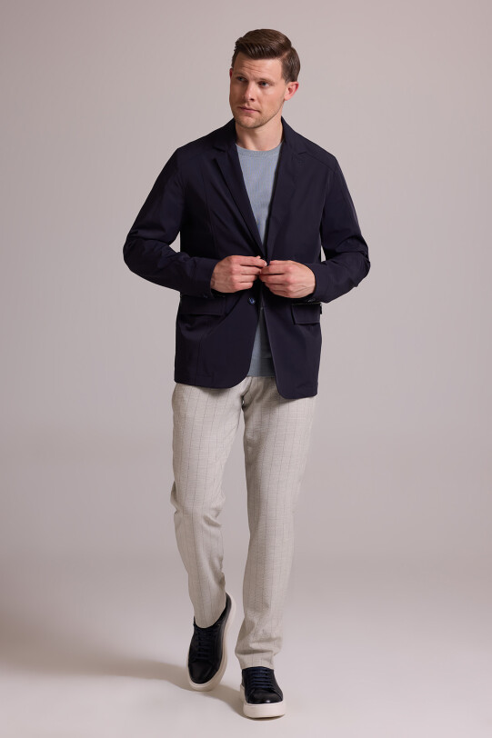 Erkek Lacivert Regular Fit Yazlık Ceket Mont