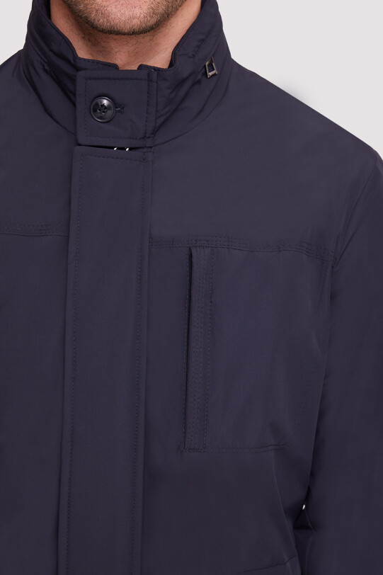 Erkek Lacivert Regular Fit Yazlık Spor Kapüşonlu Mont