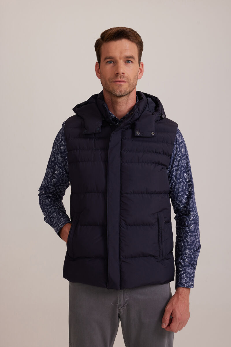 Erkek Lacivert Regular Fit Yelek - 1