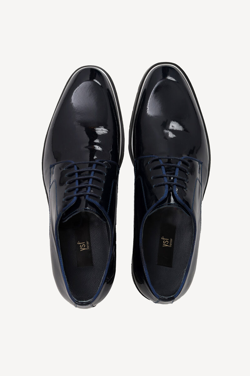 Erkek Lacivert Rugan Bağcıklı Casual Rugan Ayakkabı - 3