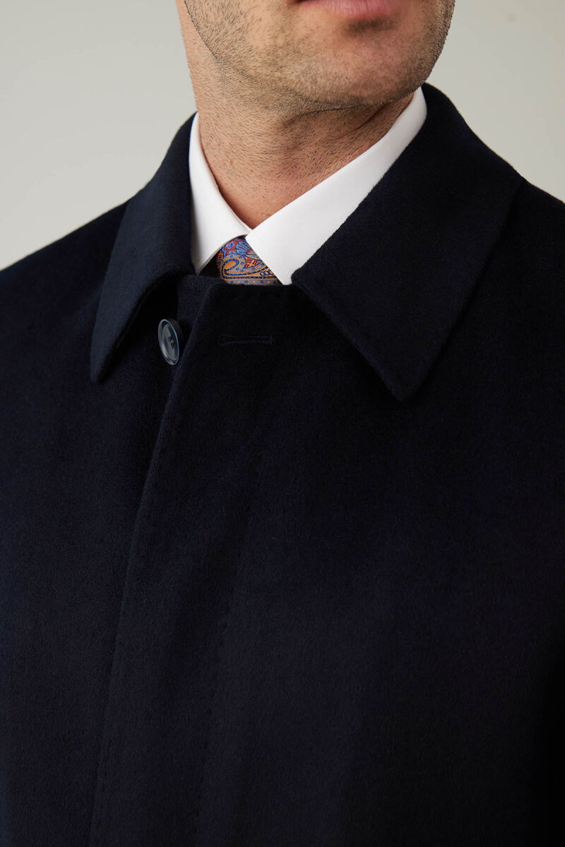 Erkek Lacivert Regular Fit Kaşmir Kısa Kaban - 7