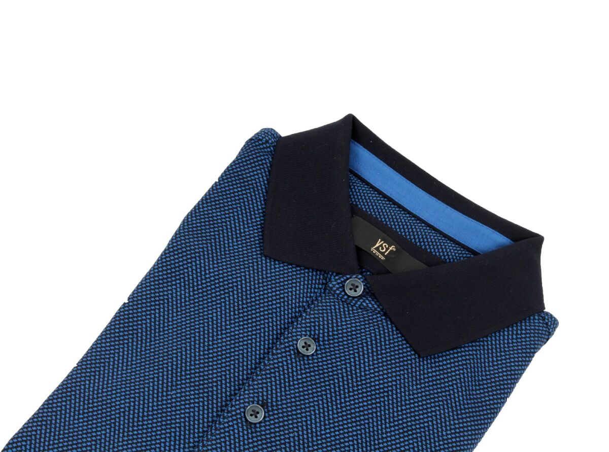 Erkek Lacivert Polo Yaka Klasik Sweatshirt - 2