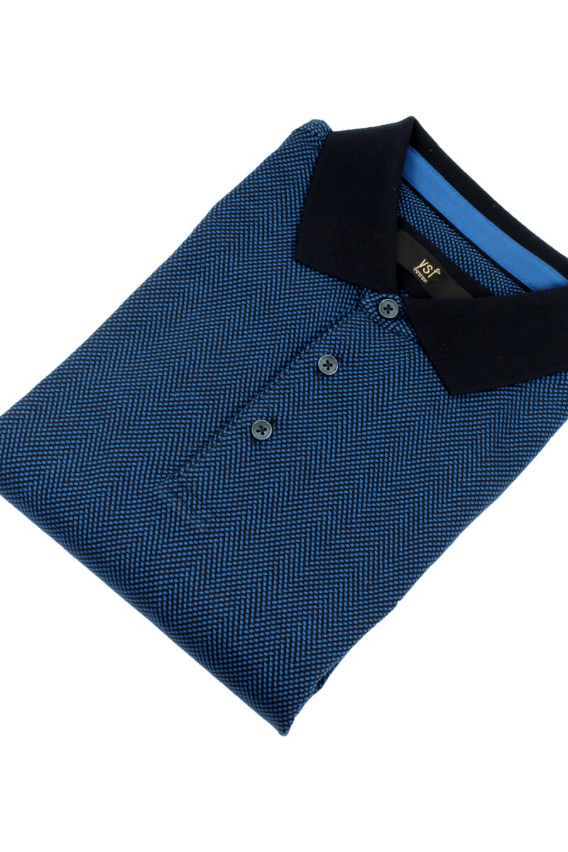 Erkek Lacivert Polo Yaka Klasik Sweatshirt - 4