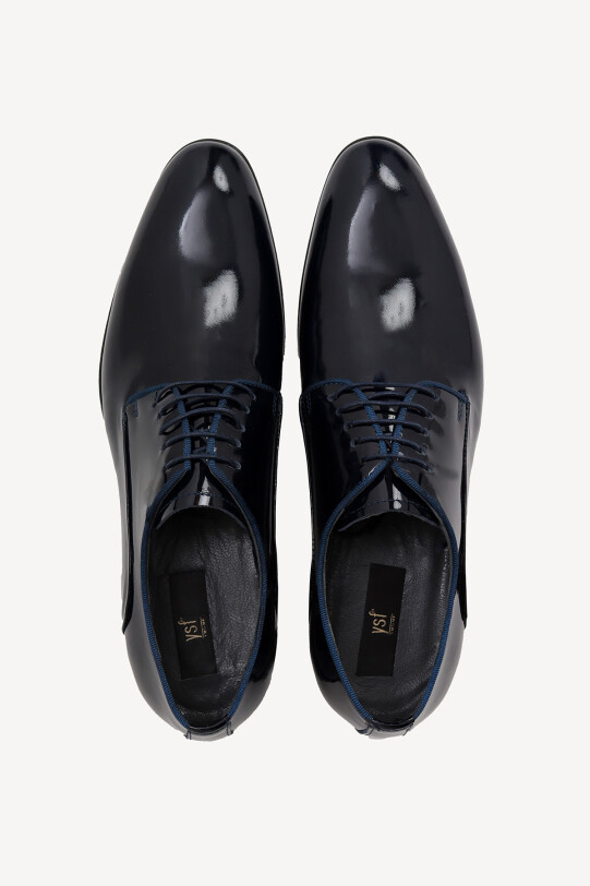 Erkek Lacivert Bağcıklı Klasik Rugan Ayakkabı