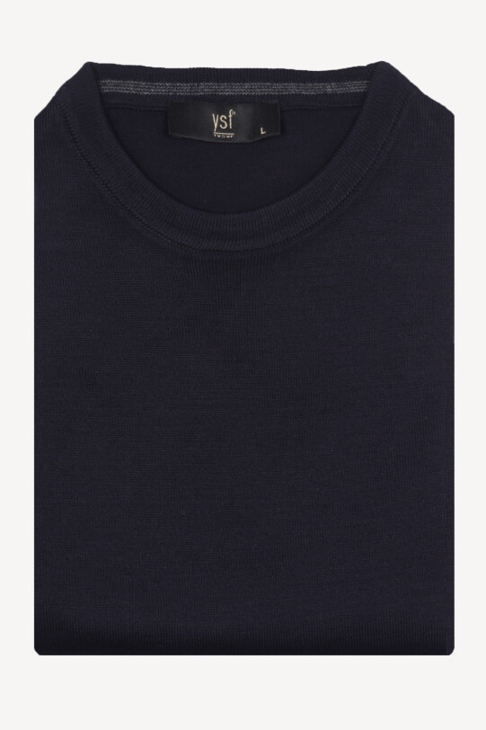 Erkek Lacivert Bisiklet Yaka Klasik Triko