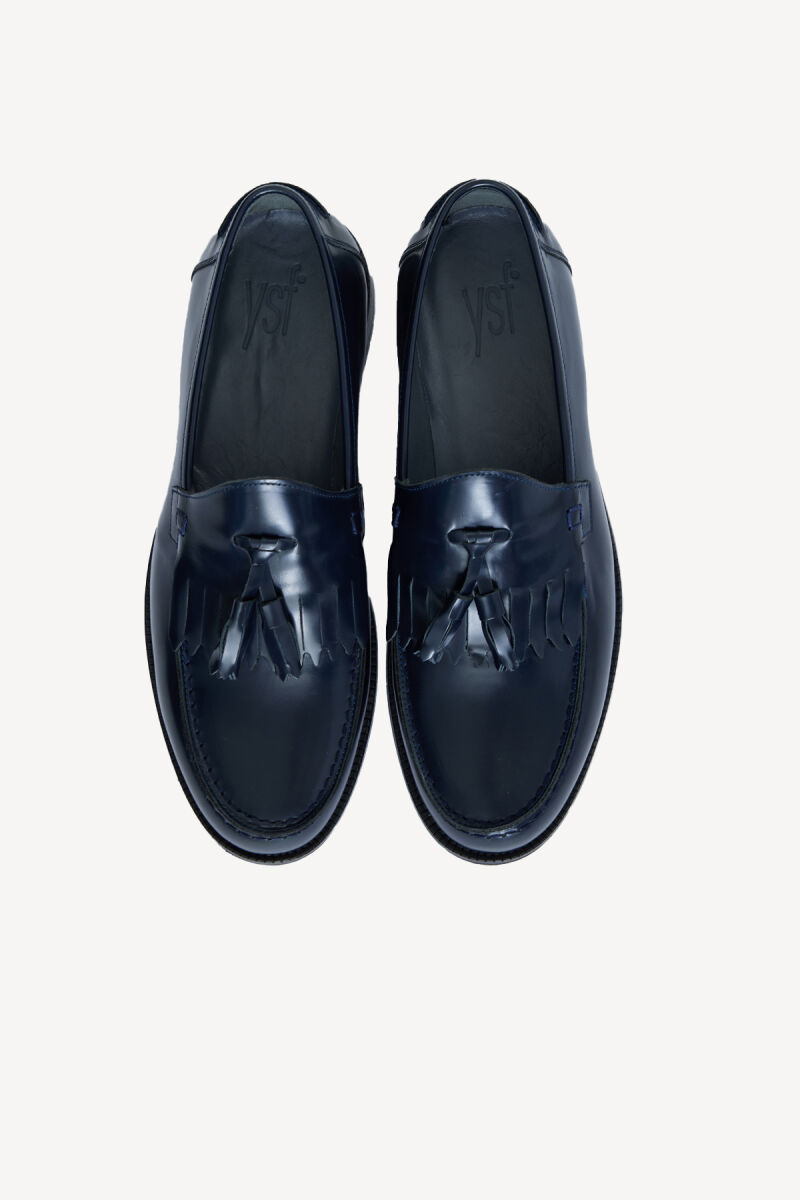 Erkek Lacivert Casual Rugan Deri Püsküllü Ayakkabı - 3