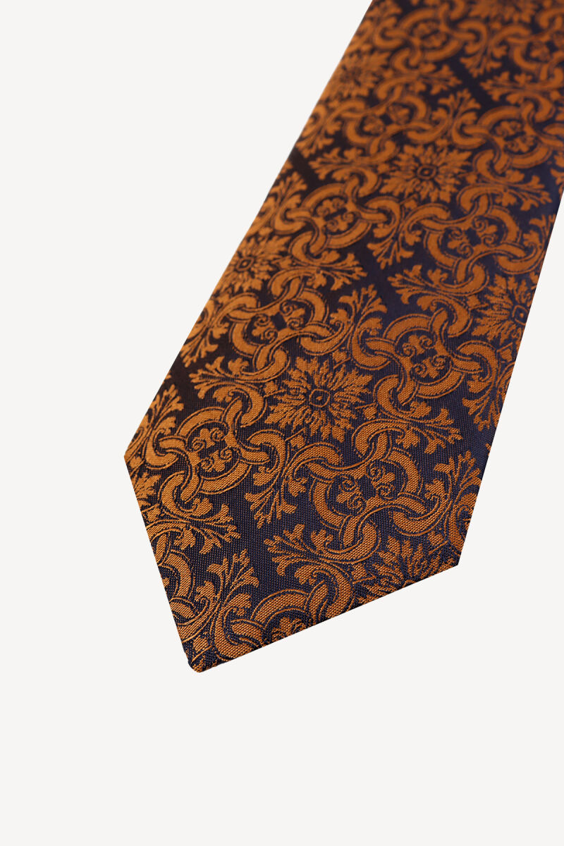 Erkek Lacivert Desenli Kravat Mendil Set - 2