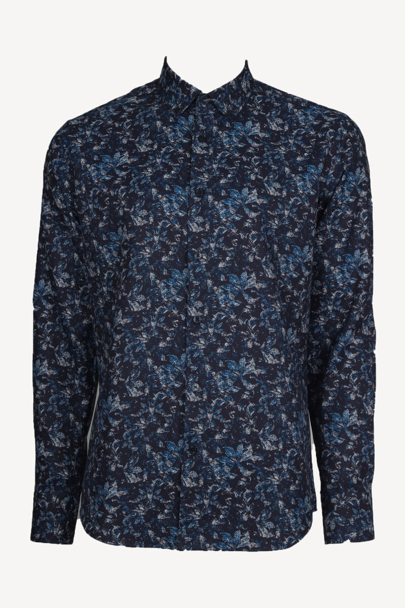 Erkek Lacivert Desenli Slim Fit Gömlek - 1