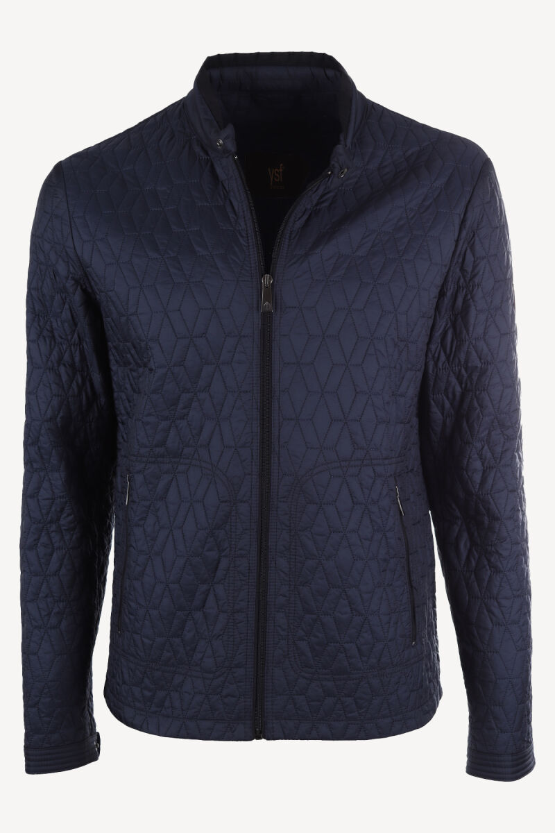 Erkek Lacivert Desenli Spor Yazlık Mont - 1