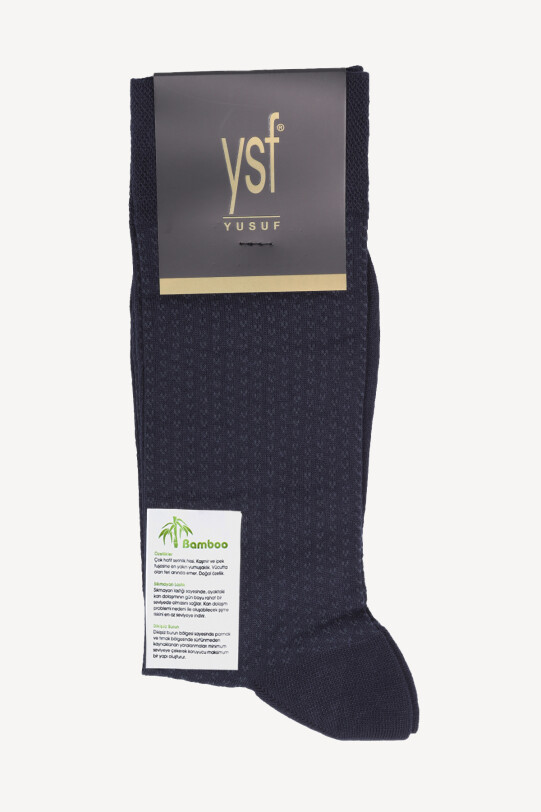 Erkek Lacivert Erkek Desenli Dikişsiz Bambu Çorap - YSF