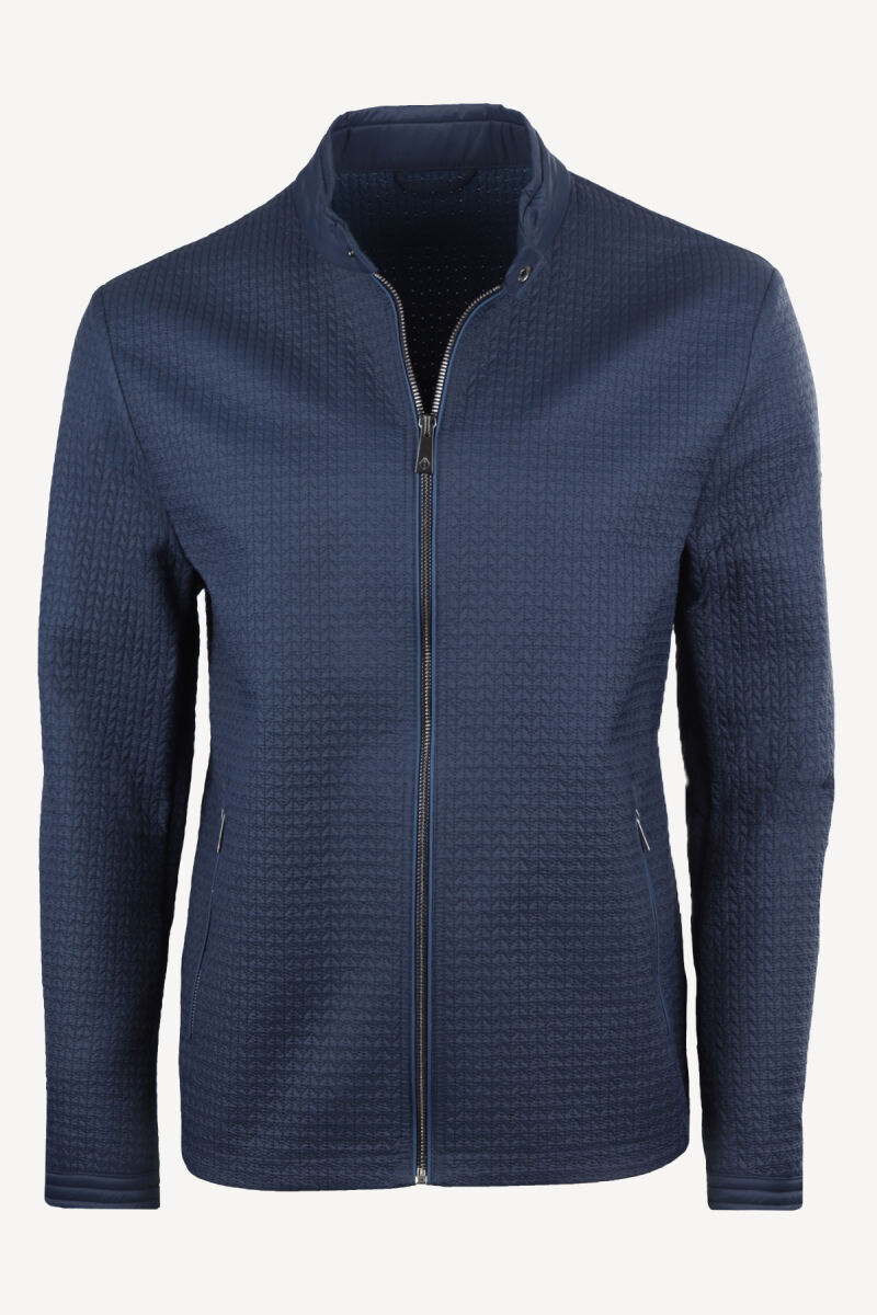 Erkek Lacivert Hakim Yaka Desenli Spor yazlık Mont - 1