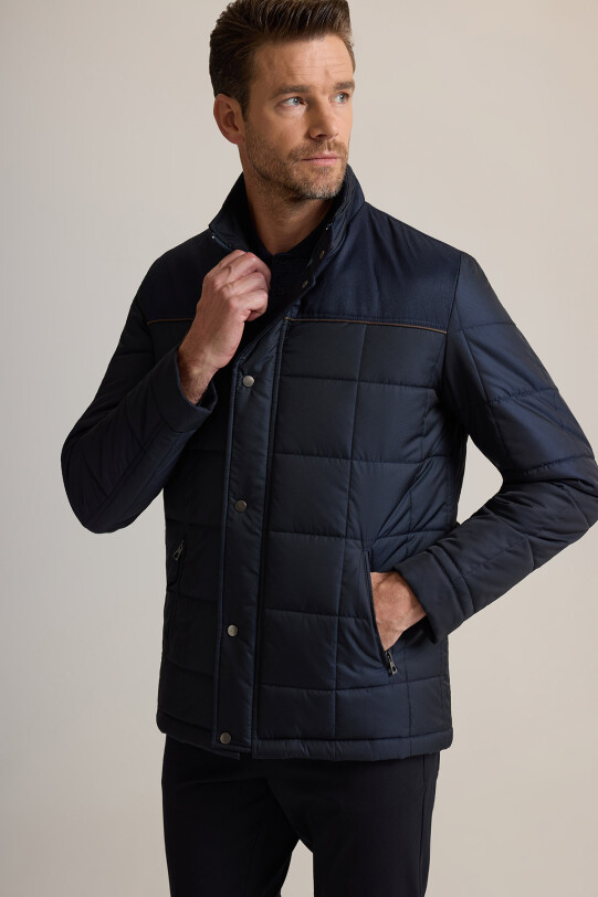 Erkek Lacivert Kareli Klasik Kaban