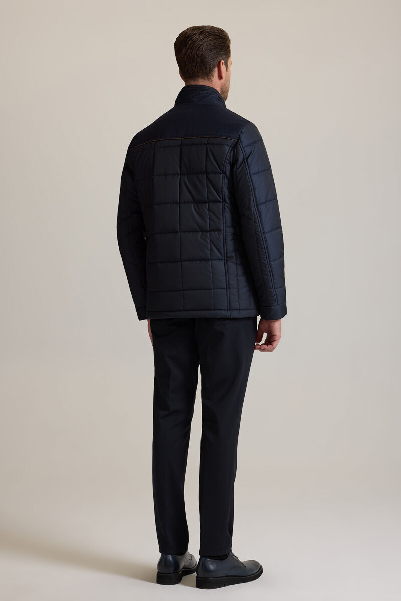 Erkek Lacivert Kareli Klasik Kaban - 8