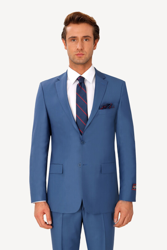 Erkek Lacivert Klasik %100 Yün Takım Elbise