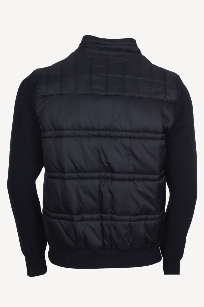 Erkek Lacivert Klasik Desenli Triko Kol Spor Mont - 4