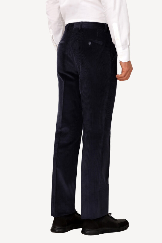 Erkek Lacivert Klasik Kadife Pantolon