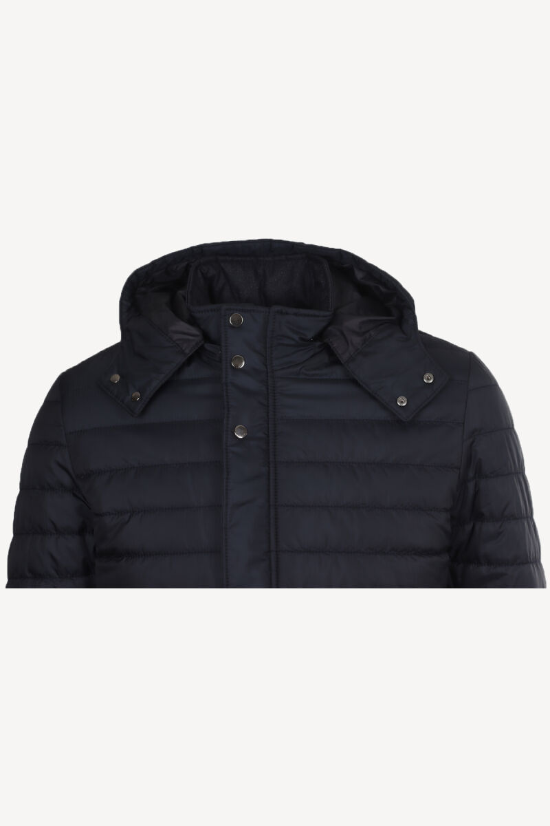 Erkek Lacivert Klasik Kapöşonlu Kaban - 2