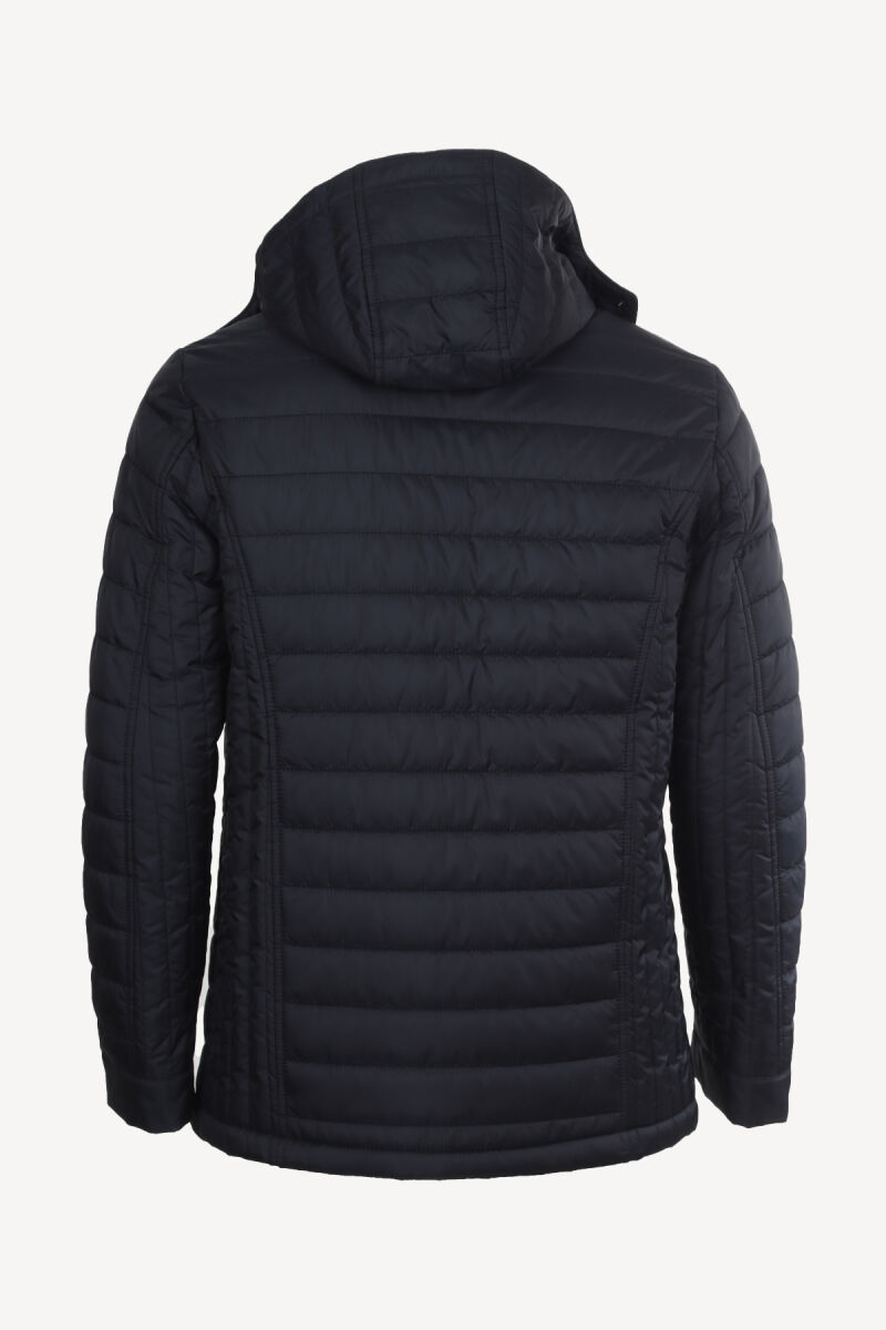 Erkek Lacivert Klasik Kapöşonlu Kaban - 4