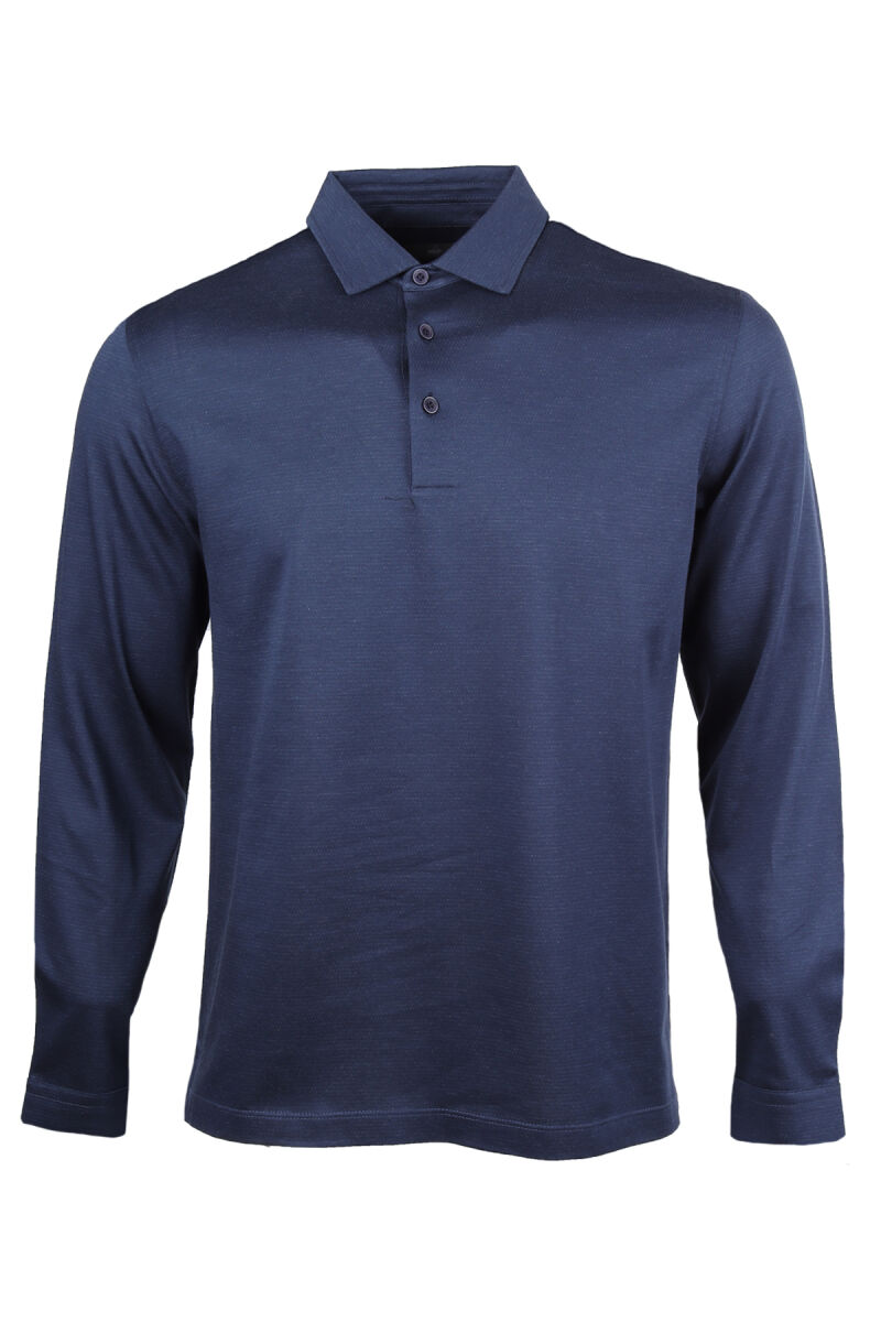 Erkek Lacivert Klasik Polo Yaka Sweatshirt - 1