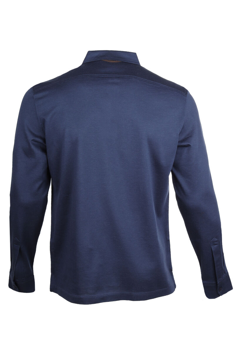 Erkek Lacivert Klasik Polo Yaka Sweatshirt - 2