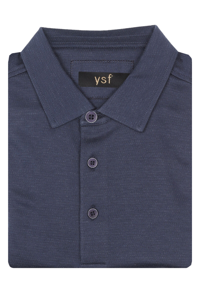 Erkek Lacivert Klasik Polo Yaka Sweatshirt - 3