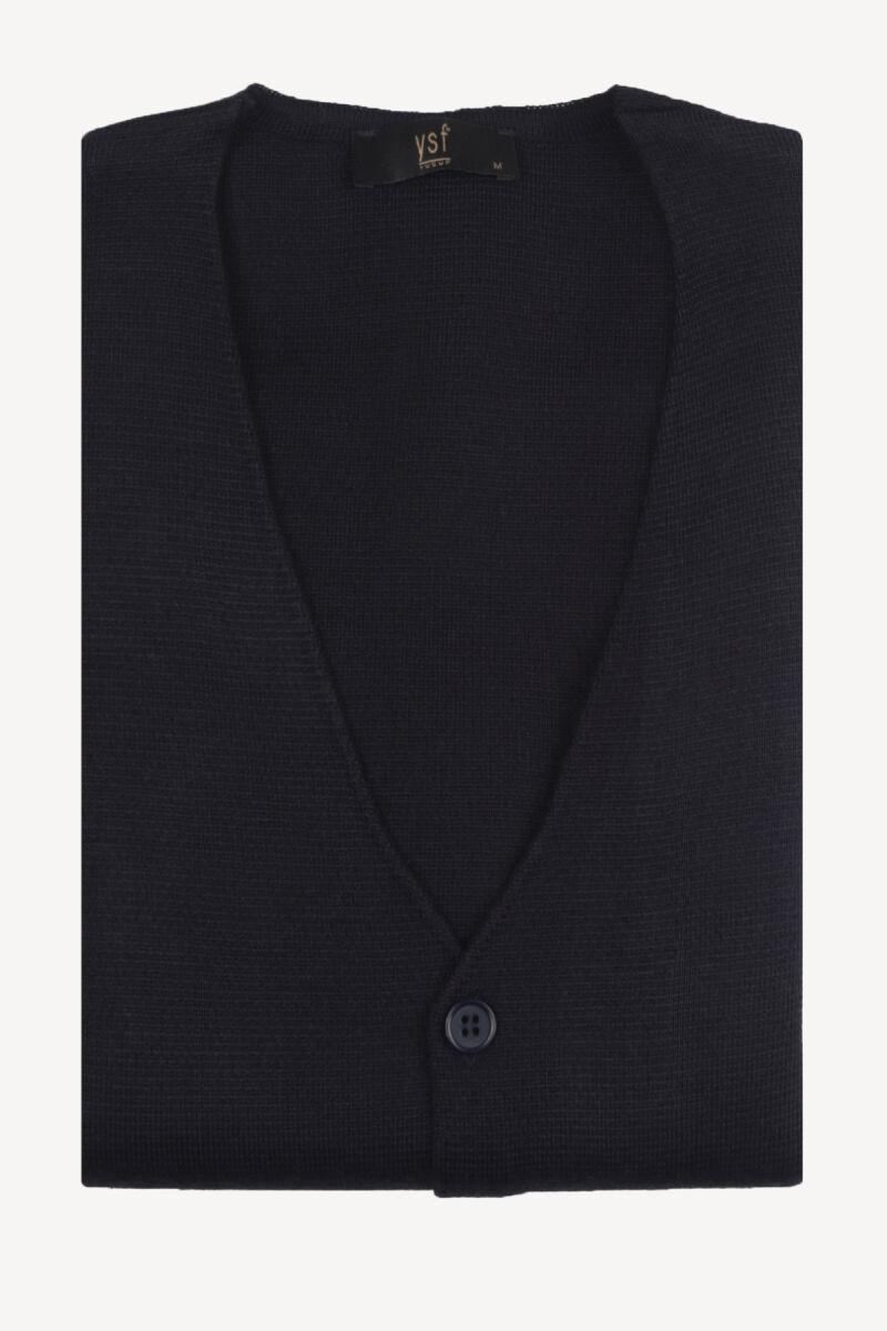 Erkek Lacivert Klasik Triko Yelek - 3