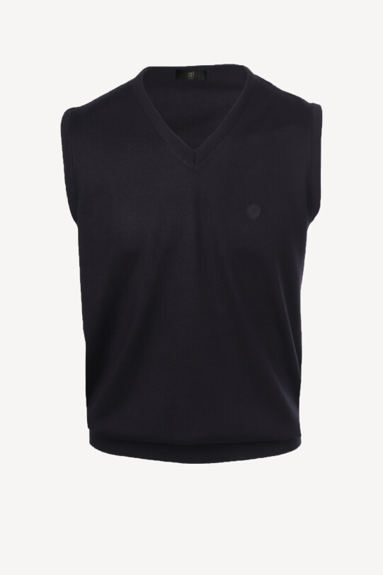 Erkek Lacivert Klasik V yaka Triko Süveter