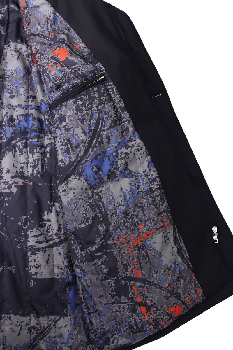 Erkek Lacivert Kürklü Yaka Klasik Kaban - 5