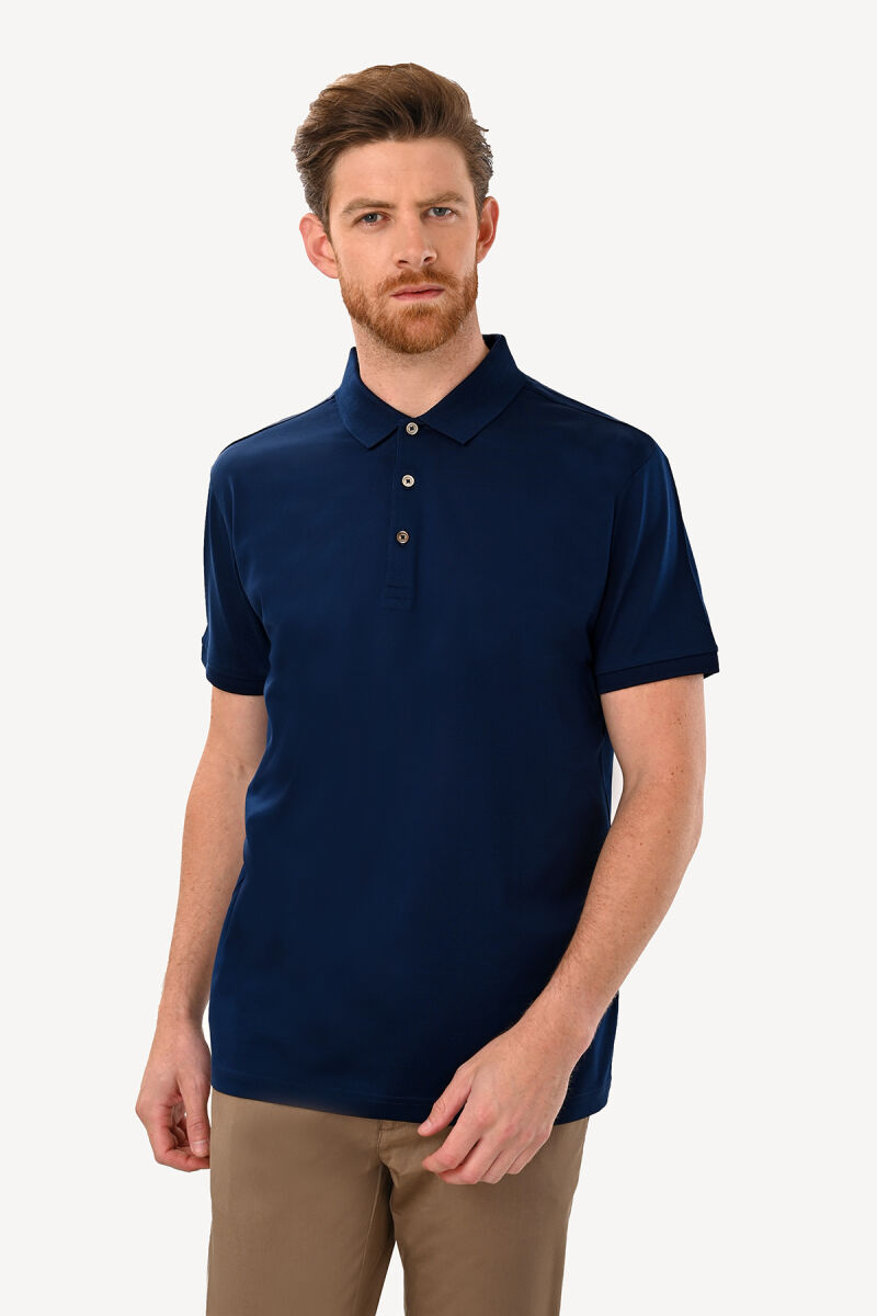 Erkek Lacivert Polo Yaka Regular Fit Tshirt - 1