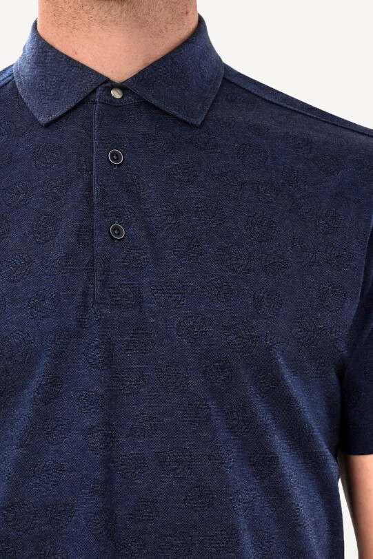 Erkek Lacivert Regular Fit Desenli Tshirt
